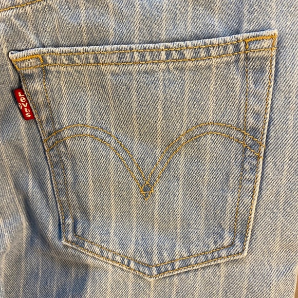 Levi's Ribcage Straight Ankle Jeans, blue with vertical stripes, size 27 - Picture 6 of 14